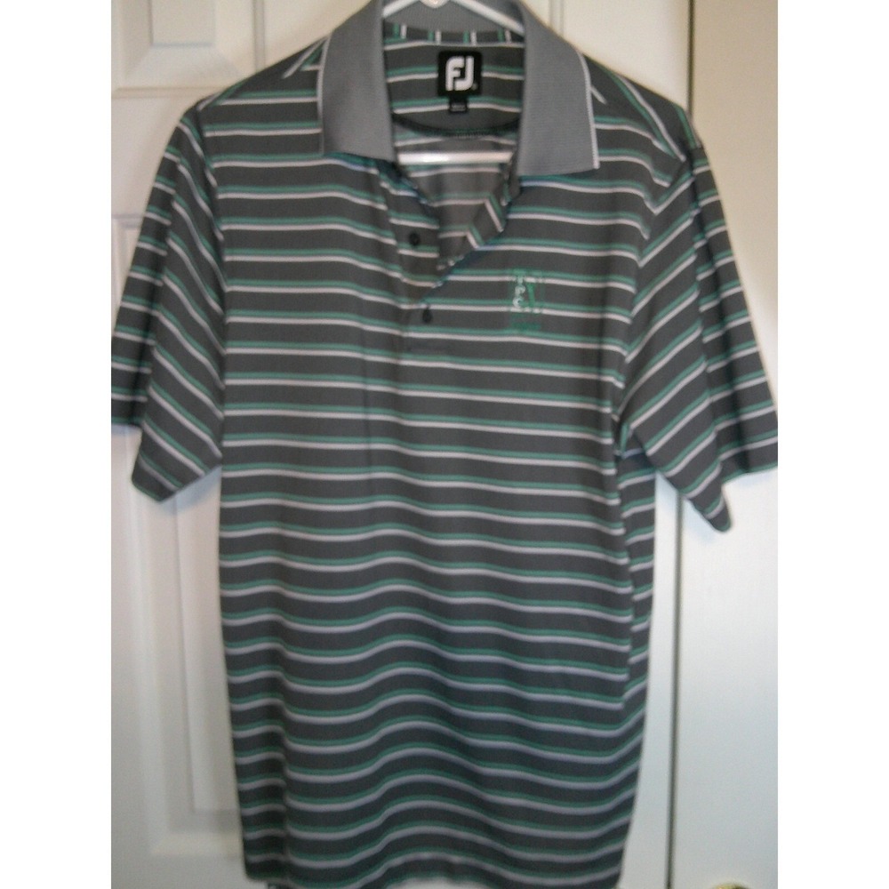 FootJoy Golf Polo Shirt Striped TPC‎ Sawgrass Performance Gray Small